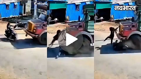 shrirampur dumper accident girl miraculous escapes death cctv viral video