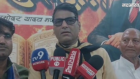 Azad Samaj Party leader Damodar Yadav addresses a press conference