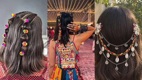Navratri short hairstyles for garba look.