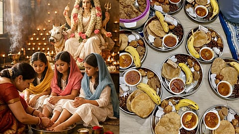 Navratri Kanya pujan halwa puri kale chane ek balak ka mahatva.