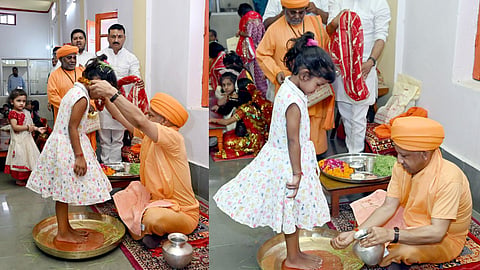 CM Yogi Adityanath Performs Kanya Pujan at Gorakhnath Temple on Maha Navami
