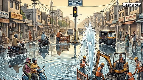 Water Wastage During Pipeline Repair Chhatrapati Sambhajinagar 