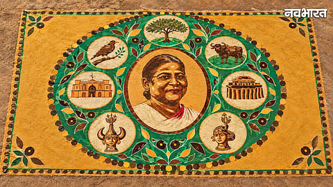 Jagdalpur Lalbagh ground giant rangoli