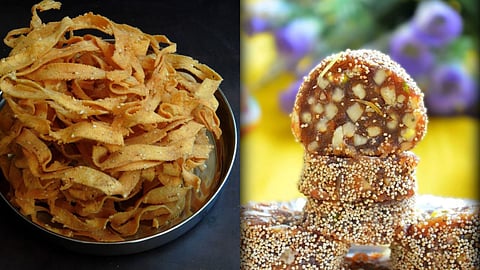 Diwali date roll ribbon pakoda recipe.