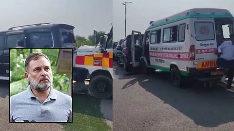 rahul gandhi convoy accident sultanpur