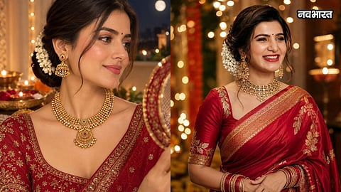Jewellery with Red Saree