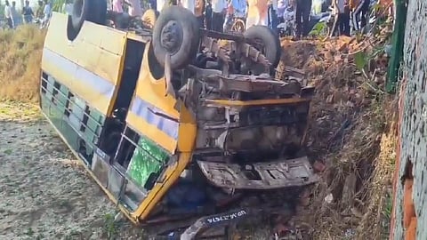 School bus fell into a ditch