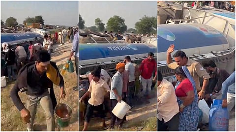 People taking oil out of a tanker