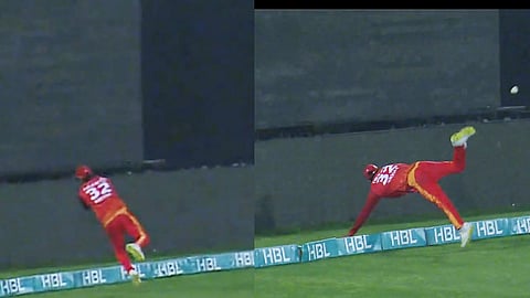 hasan-ali-pulls-off-an-excellent-relay-catch-with-rassie-van-der-dussen-in-psl-2023-Islamabad United vs Karachi Kings