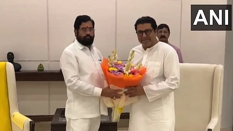 Maharashtra Navnirman Sena Chief Raj Thackeray meets CM Eknath Shinde at his residence.