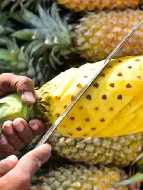 A truck full of pineapples.
