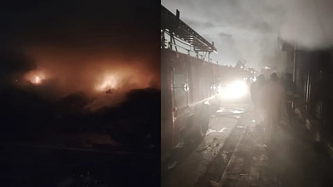 Fire in forest near Modi Mill Flyover, Mathura Road