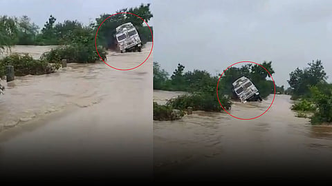 BHIWAPUR truck overturned in flood driver and cleaner missing