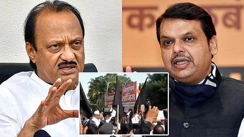 BJP workers showed black flags to Ajit Pawar in Pune