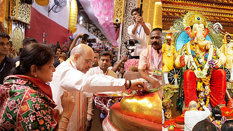 केंद्रीय गृह मंत्री अमित शाह ने किए लालबाग के राजा के दर्शन, शरद पवार भी पहुंचे सहपरिवार