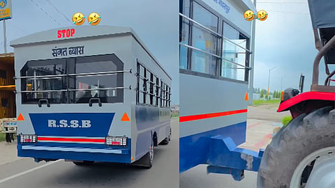 ट्रैक्टर वाली बस सोशल मीडिया पर हुई वायरल