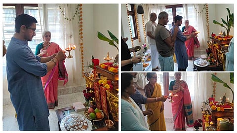 bollywood actor aamir khan celebrate ganesh chaturthi festival with son azad and family