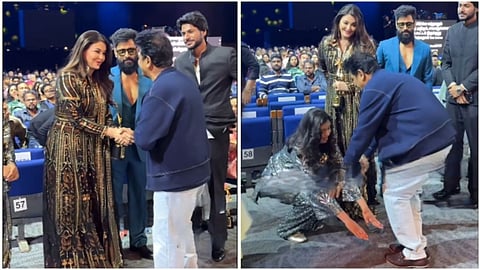 aishwarya rai daughter aaradhya bachchan touched shiva rajkumar feet at siima awards 2024 video viral