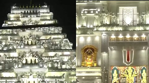 Unique Durga Puja pandal decorated on Tirupati Balaji temple theme in Kolkata Lake Town watch video
