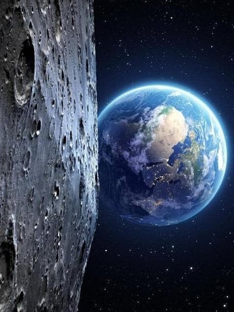 Moon and earth