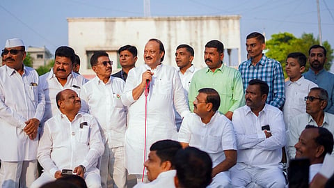 अजित पवार महाराष्ट्र विधानसभा चुनाव के लिए प्रचार करते हुए।