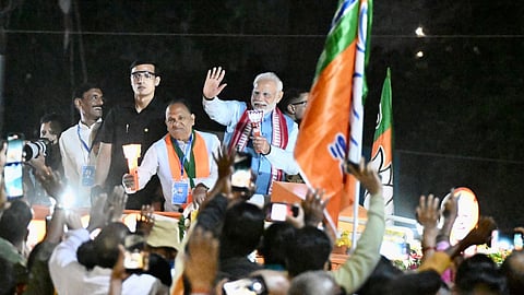 प्रधानमंत्री मोदी ने रांची में तीन किलोमीटर का रोड शो शुरू किया