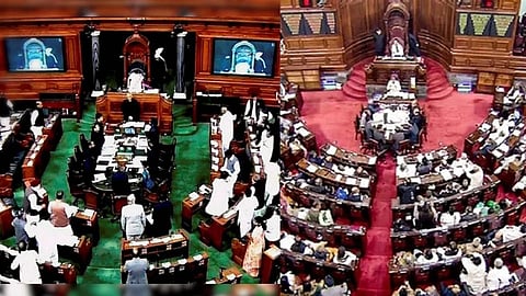 लोकसभा और राज्यसभा की बैठकें स्थगित