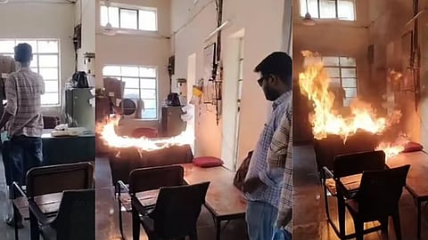 युवकों ने वलगांव सबस्टेशन पर पेट्रोल डालकर टेबल-कुर्सियां ​​जलाईं
