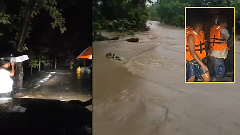 Flood situation in Gadchiroli due to heavy rain Gramsevak stuck for 4 hours