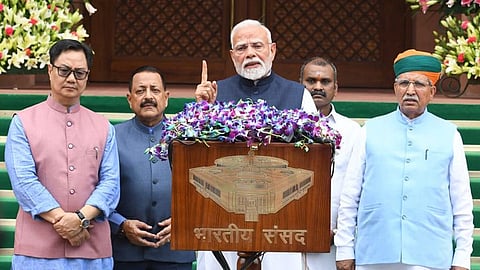 PM Modi addressing the media before the monsoon session
