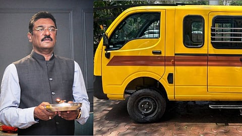 परिवहन मंत्री प्रताप सरनाईक, स्कूल वैन (pic credit; social media)