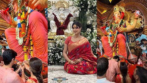जाह्नवी कपूर ने लालबागचा राजा के किए दर्शन, सिद्धार्थ मल्होत्रा ने लिया बप्पा का आशीर्वाद
