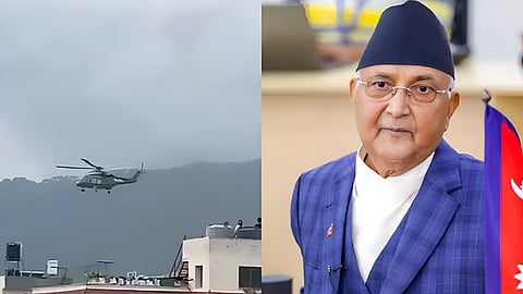 काठमांडू छोड़कर भाग रहे नेपाल के नेता, धुएं के गुबार के बीच उड़ता दिखा हेलीकॉप्टर- VIDEO