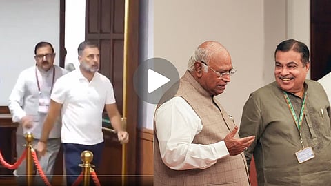 उपराष्ट्रपति चुनाव: खड़गे का हाथ थाम वोट देने पहुंचे गडकरी, लेट हो गए राहुल तो मची भागम भाग- VIDEO