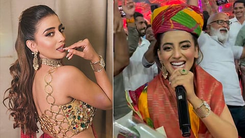 सिर पर राजस्थानी पगड़ी और गजब का स्वैग, अक्षरा सिंह ने कोटा में जगाय सुरों का जादू