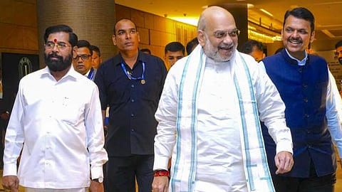 Amit Shah called Fadnavis Shinde and Pawar baniyas ahilyanagar kisan sabha