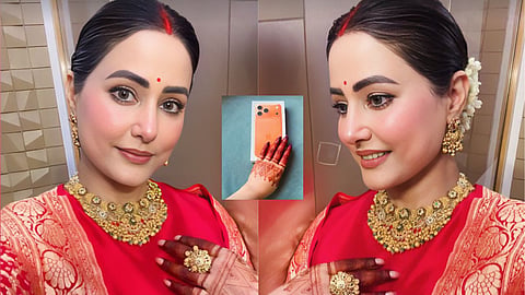करवा चौथ पर हिना खान बनीं डुल्हन, लाल सूट और मांग में सिंदूर में दिखीं खूबसूरत