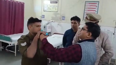 A drunken head constable in Aligarh created chaos in a hospital, misbehaving with doctors, leading to his suspension after the video went viral.