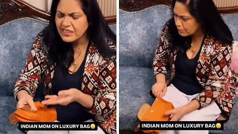 Indian mom's funny reaction luxury branded handbag