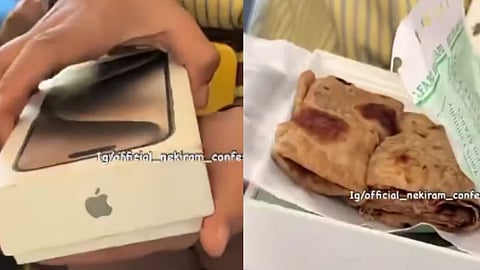 The video of a student bringing lunch in an iPhone box has gone viral on social media, leaving people in splits.