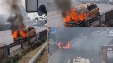 Pune Mumbai Expressway Car Fire