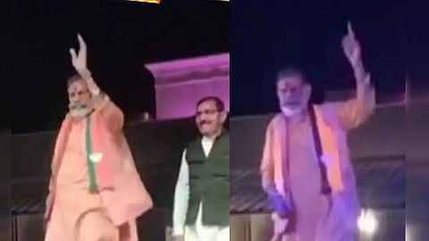 The video of UP Minister Mannu Kori dancing to a film song at a wedding is going viral on the internet.