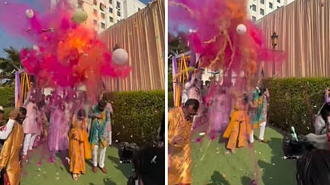A couple suffered burns during their Haldi ceremony after hydrogen balloons exploded, prompting them to warn others about unsafe viral wedding trends.