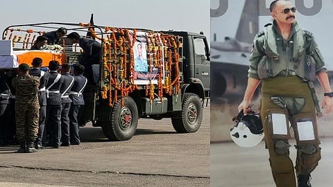 The mortal remains of Wing Commander Namansh, martyred in the Tejas crash, reached his village