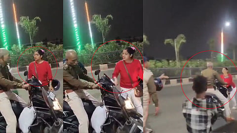 patna marine-drive-high-voltage-drama-pregnant-woman-vs-bihar-police-viral-video-scooter-seized