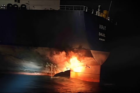 A fire erupts in the Black Sea! A drone attack on a Russian Shadow Fleet tanker, the crew's screams terrify people - VIDEO