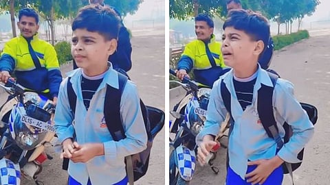 The police hilariously scared the child for bunking school and his comic reaction went viral on the internet.