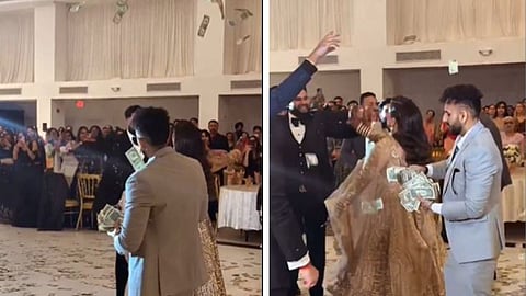 A groom’s brother threw US dollars instead of rupees at an Indian wedding, and the video is going viral online.