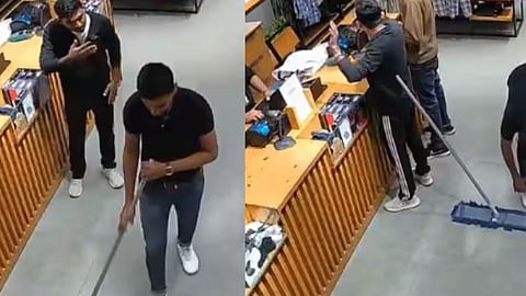 The video of a man getting scared after mistaking a wiper for a gun in a showroom is going viral on social media.
