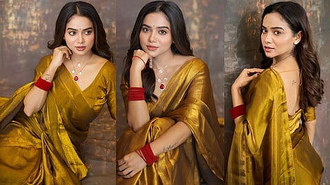 Manisha Rani stuns in a traditional look; photos in a golden saree go viral